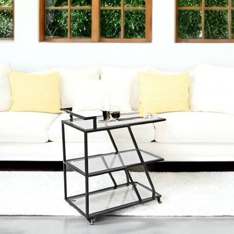 عربة تقديم اسود زجاج 3 دور  مقاس 80*40*80 سم 