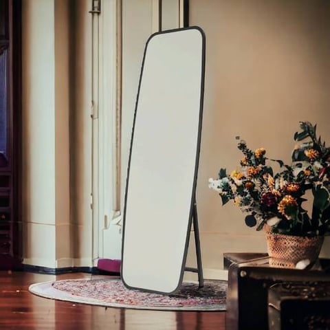   مرآة أرضية اطار اسود معدن 54×170 سم