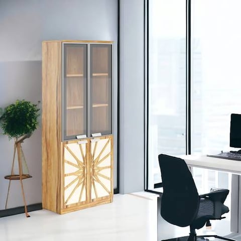 دولاب مكتبى خشب بني 32×80×200سم