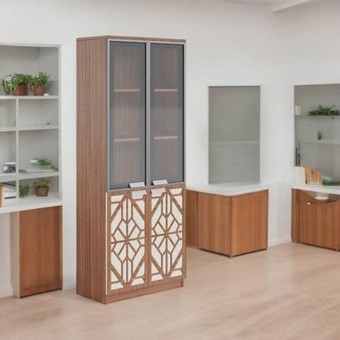 دولاب مكتبى خشبى بنى  40×80×200سم
