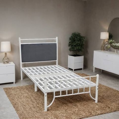 هيكل سرير حديد مودرن أبيض 190X90سم