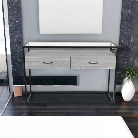 مدخل استقبال خشب مع زجاج 80x120x40سم