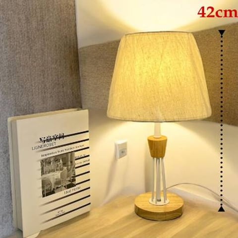 مصباح طاولة قاعدة خشب