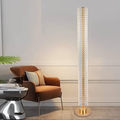 مصباح ارضي معدني طويل ذهبي LED