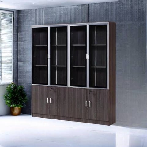   دولاب مكتبى خشبى رمادي 32×160×190سم
