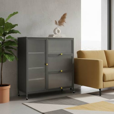 دولاب متعدد الاستخدام لون رصاصي غامق100*38*115