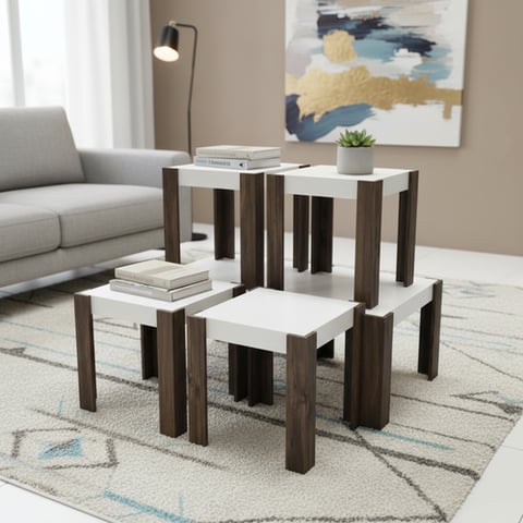 طقم طاولات 4+1 خشبي