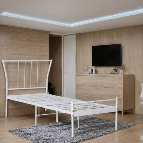 سرير هيكل حديد مودرن أبيض 190X90سم