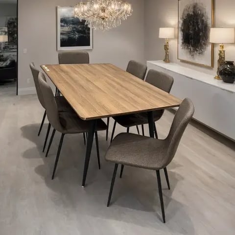 طاولة طعام خشب 6 كراسي مقاس 75*90*150 سم