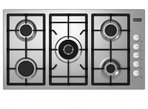 Gas hob, 60*90 cm, 5 burners, steel, side keys