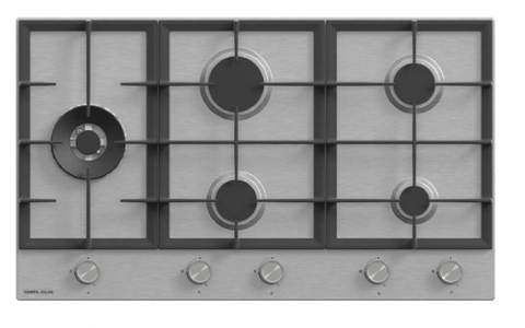 Side Gas hob 60*90 cm, steel, heavy duty, 5 burners