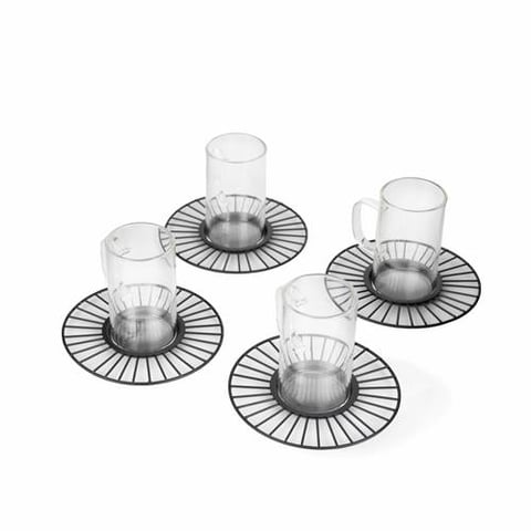 METAL RAY TEA CUP WITH SAUCER BY DAREE HOME