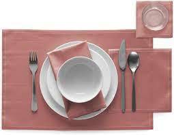 MY DRAP DUSTY PINK COTTON TABLE PLACEMAT AND NAPKIN SET  