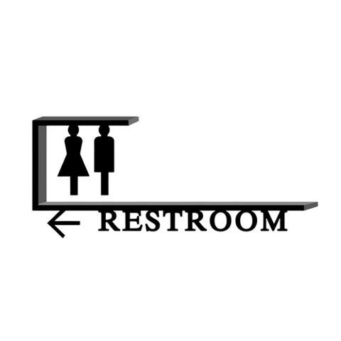 Acrylic Restroom Directional Sign – Men & Women Toilet Sign with Arrow, 3D Wall-Mounted Bathroom Indicator for Offices, Shops, Cafés, Malls & Public Spaces (36×17 cm)
