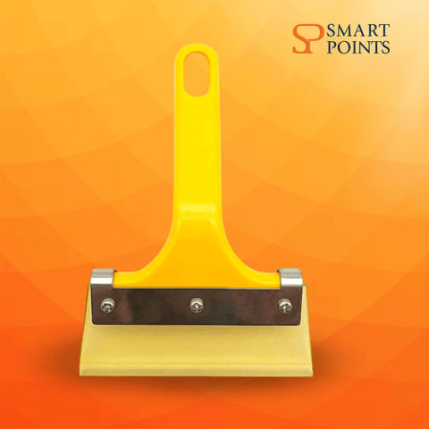 Yellow Handle Squeegee with Rubber Edge – Vinyl & Sticker Application Tool