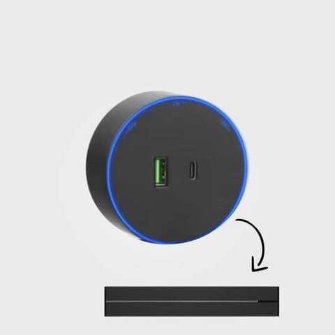 فيش شاحن (USB+Type C) لمجرى الافياش الاسود دائري