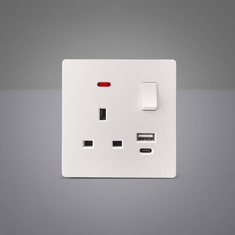 فيش ثلاثي 13 امبير +USB+Type C لؤلؤي مطفي فيكتوري