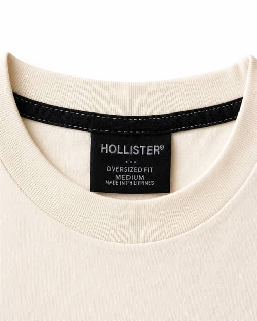 Oversized Cotton Hollister badge Crew T-Shirt - Off White
