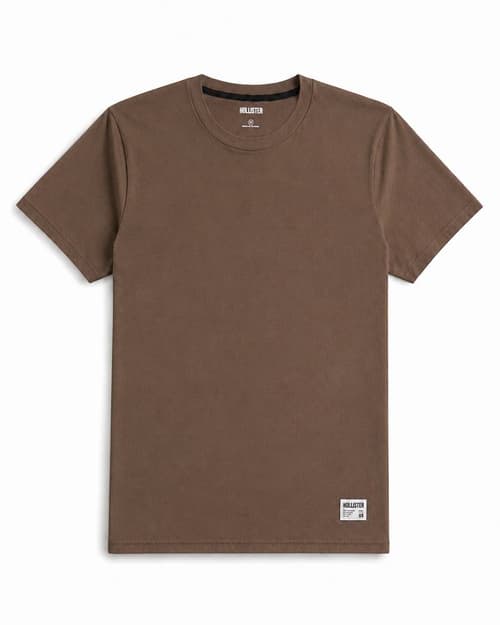Cotton Hollister badge Crew T-Shirt - Brown