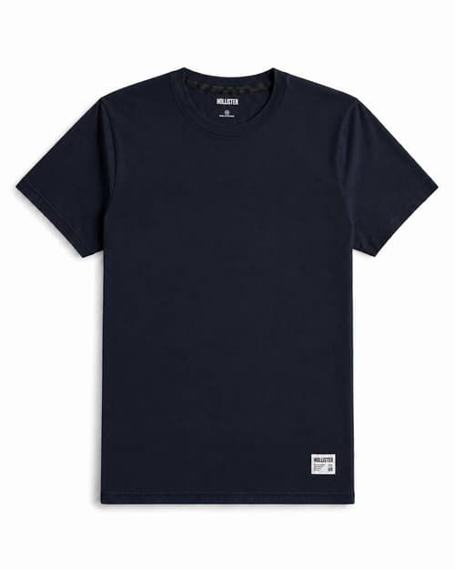  Cotton Hollister badge Crew T-Shirt - Black