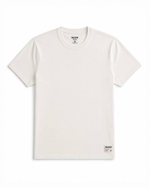 Relaxed Cooling Hollister Badge Crew T-Shirt - Off White