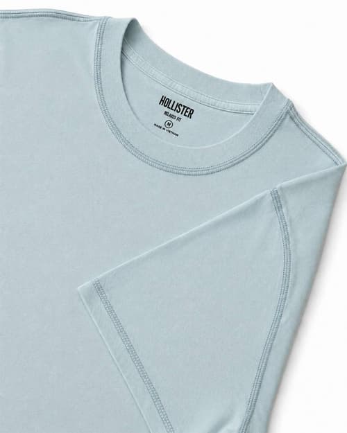 Relaxed Cooling Hollister Badge Crew T-Shirt - Pastel Blue