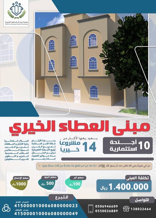 مبنى العطاء الخيري لجمعية حزم أم الساهك الخيرية