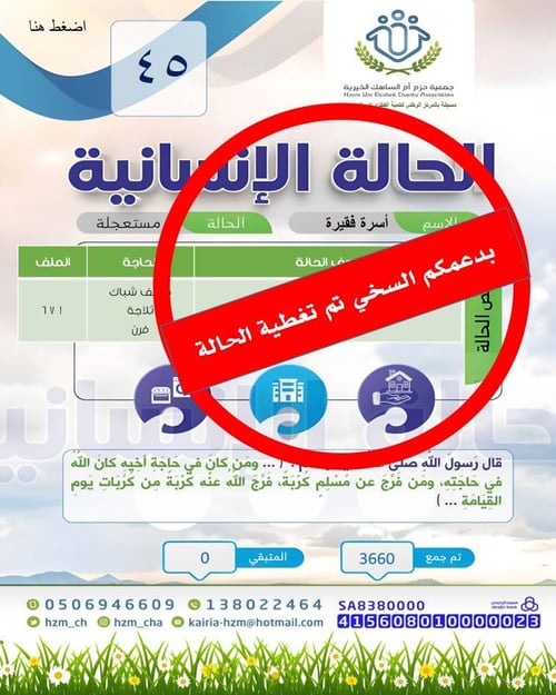 الحالة الإنسانية 45 أسرة سجين بحاجة إلى أجهزة كهربائية 