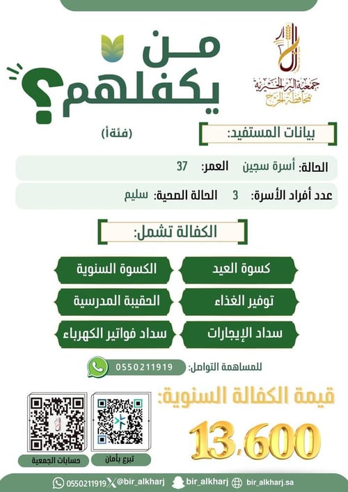 كفالة أسرة فقيرة والدهم سجين
