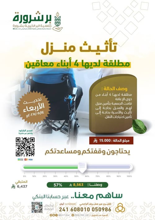 تأثيث منزل مطلقة لديها 4 من ذوي الإعاقة