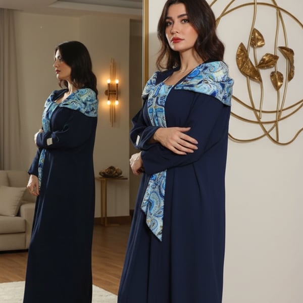عباية بشت عصرية بجيوب وإسكارف أنيق متعدد الاستخدام صورة 4