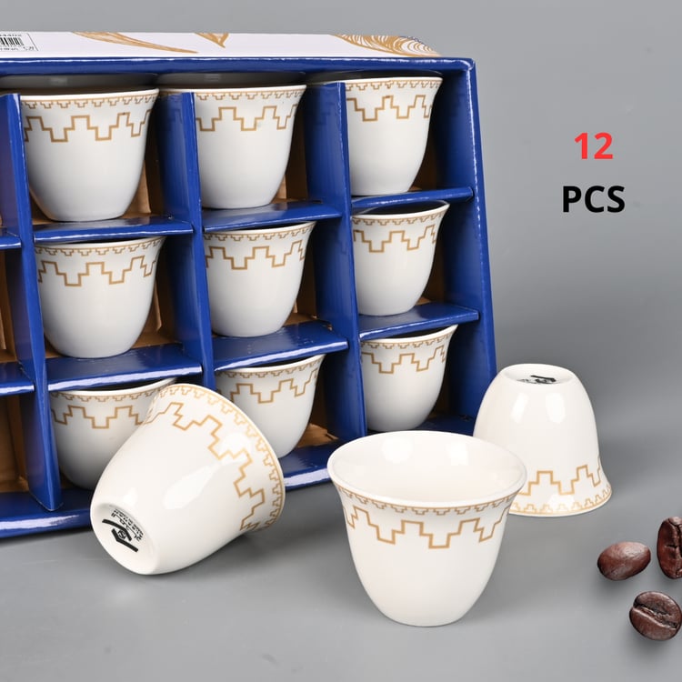 طقم 12 فناجين قهوة سعودية سيراميك ذهبي - تصميم فاخر وأنيق