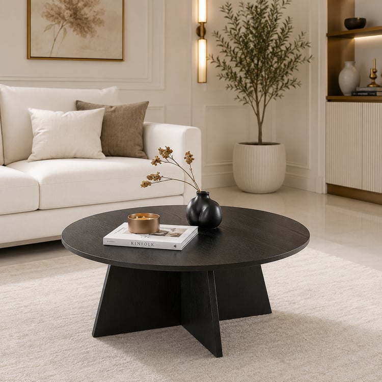 طاولة ضيافة لوريلان مودرن مدورة من خشب السنديان – طاولة قهوة وسط بتصميم عصري فاخر لغرفة المعيشة والمجالس والديكور المنزلي