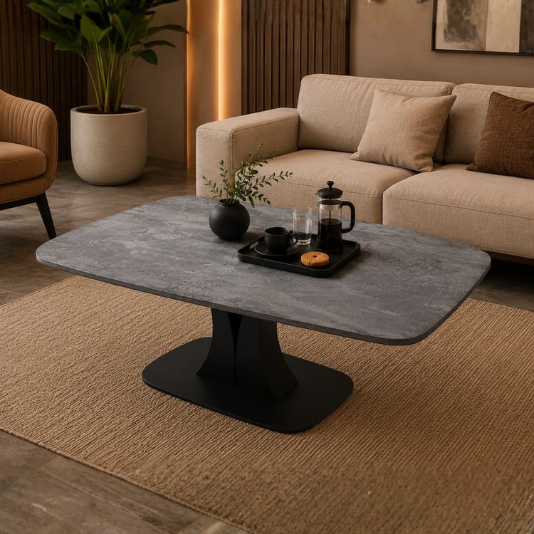 طاولة قهوة خشبية رونيكا مستطيلة 120×60 سم لون رمادي غامق  – طاولة شاي أنيقة بتصميم عصري راقٍ للمجالس وغرف المعيشة والاستقبال وتقديم الضيافة