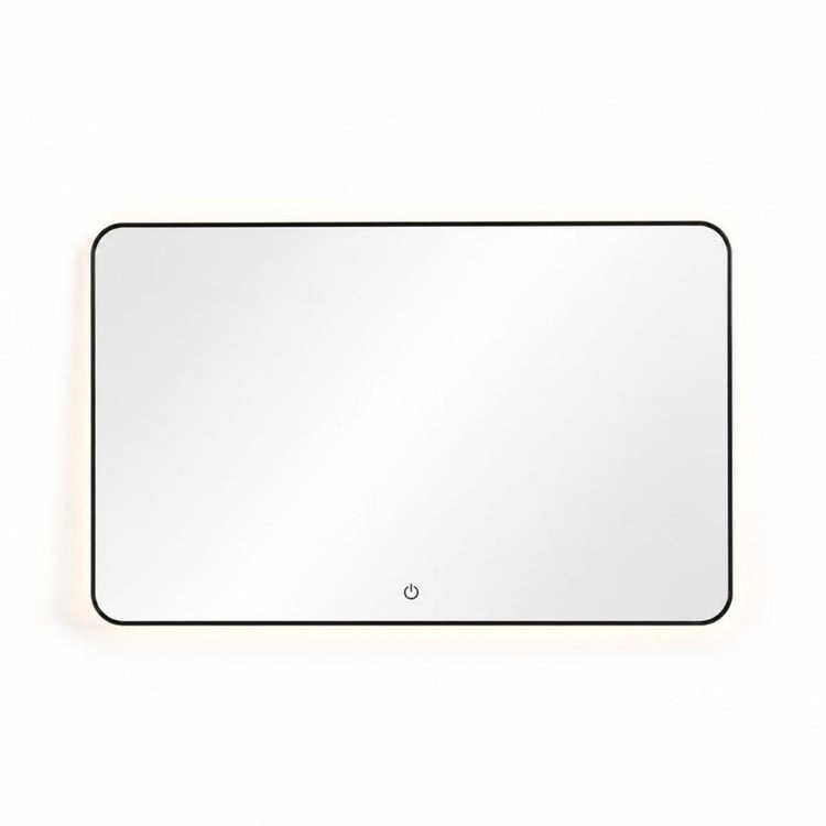 مراية جدارية LED مستطيلة فاخرة 60×120 سم اطار اسود بتصميم فاليكسو أنيق ومودرن للديكور العصري وغرف المعيشة الحديثة