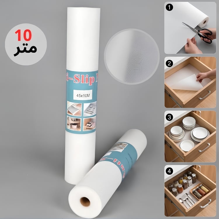 رول بطانة أدراج وخزائن مطبخ 10 متر – شفافة و غير لاصقة و مقاومة للماء ومضادة للانزلاق للثلاجة والحمام والمطبخ