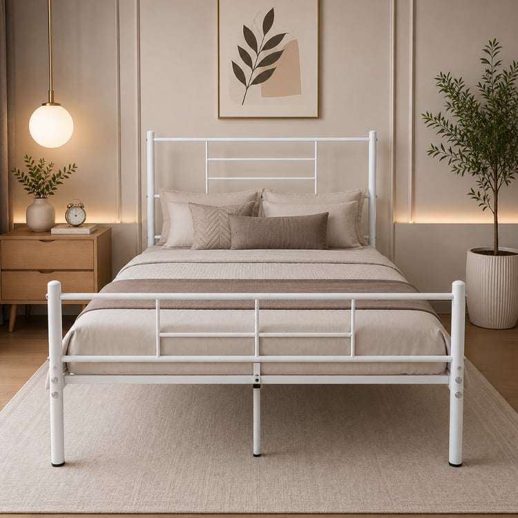 سرير حديد لوسيرو نفر ونص120×190 سم لون أبيض – سرير مفرد بتصميم عصري من حديد سميك عالي الجودة لغرف النوم والمنازل والشقق&nbsp;