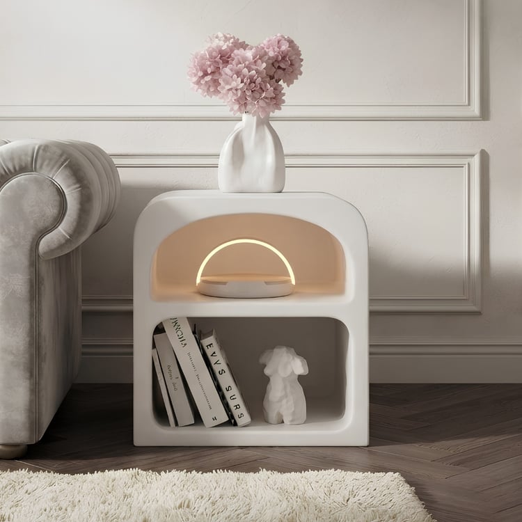 طاولة خدمة كملفونا خشبية مع رفوف مقاس 50×40 سم – طاولة كمودينة عصرية بتصميم أنيق للمجالس وغرف المعيشة وغرف النوم والديكور المنزلي