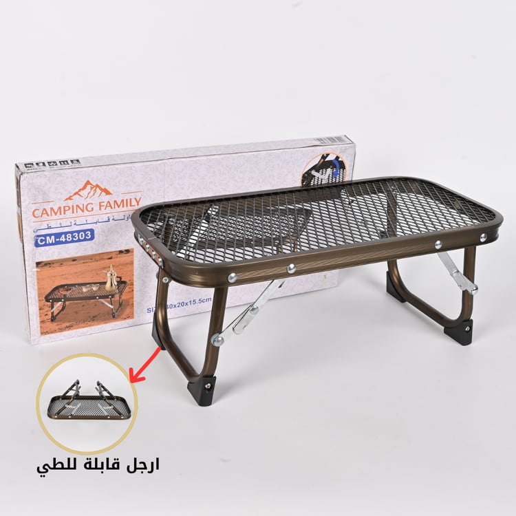 طاولة تخييم أرضية قابلة للطي مقاس 40×20×15.5 سم  شبك بلون بني  – موكتي طاولة رحلات عملية