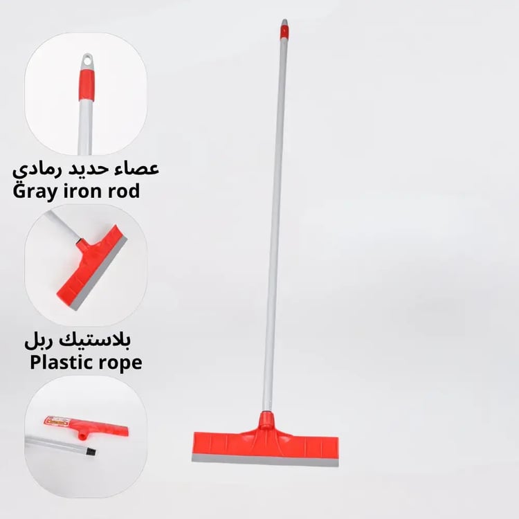 مساحة تنظيف وسحب ماء مقاس 30 سم لون أحمر مع رمادي – مناسبة لتنظيف الزجاج والأسطح