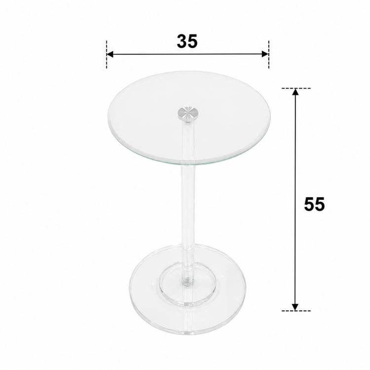 طاولة جانبية مدورة اكريليك شفافة 35×55 سم – طاولة خدمة مودرن أنيقة وفاخرة للكنب والصالة وغرفة المعيشة
