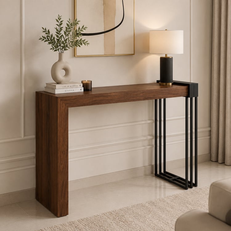 طاولة مدخل كاليستا 120×40 سم بسطح بديل رخام فاخر – كونسول مدخل مودرن بتصميم عصري أنيق، طاولة ديكور متعددة الاستخدامات للمداخل والممرات