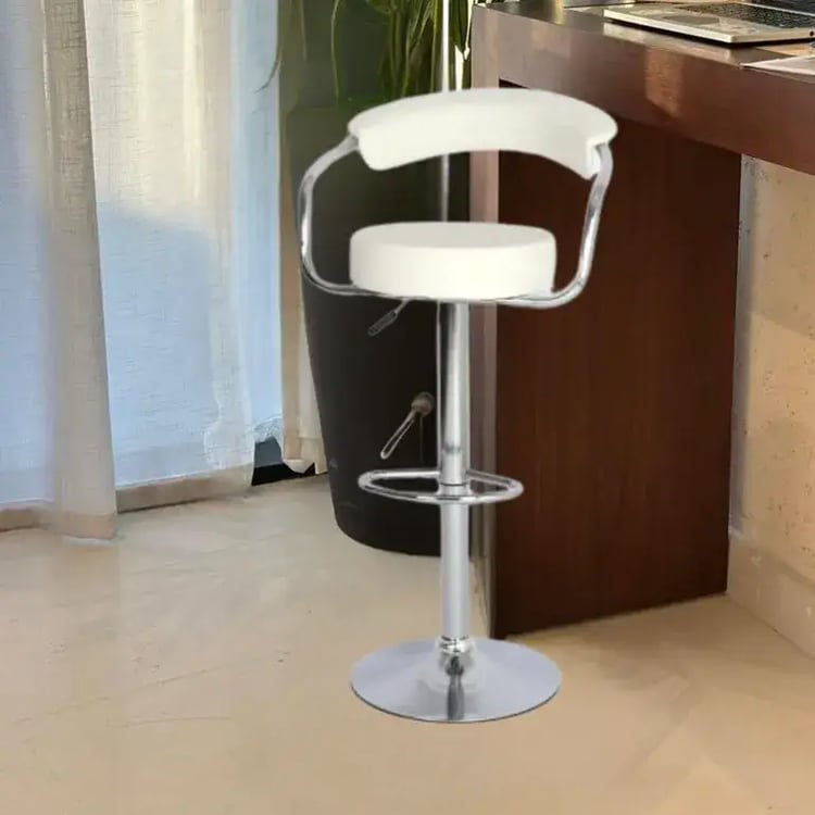 كرسي بار جلد انتيكا لون أبيض – كرسي بار عصري فاخر بتصميم راقٍ ومقعد مريح للمطابخ المنزلية وطاولات البار والمقاهي والمطاعم