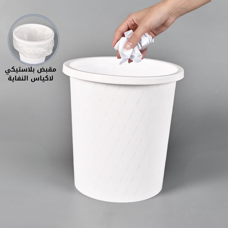 سلة مهملات ورق بلاستيك 28 سم لون ابيض – مثالية للمكاتب وغرف الدراسة والمنزل تصميم بسيط وعصري للاستخدام اليومي