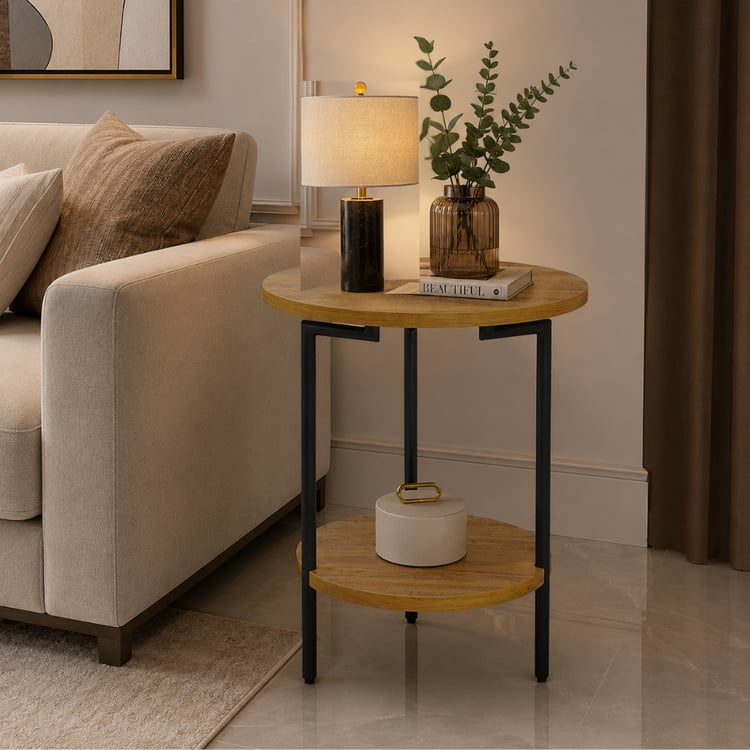طاولة خدمة فوريل دورين 55×45 سم خشب لون بني فاتح – طاولة جانبية عصرية متعددة الاستخدامات لغرف المعيشة والمجالس وغرف النوم بلمسة ديكور أنيقة