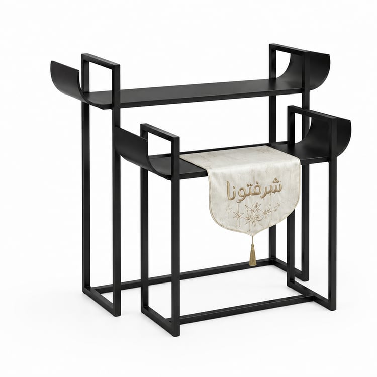 طقم طاولات مدخل ميراستا قطعتين حديد متدرجة – كونسول مدخل مودرن فاخر بتصميم متداخل وعصري، طاولات ديكور متعددة الاستخدامات للمداخل