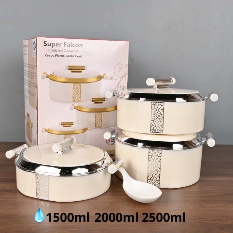 طقم حافظات يلاستيك 3 حبات 1500-2000-2500 مل لون فضي -  تصميم أنيق لحفظ الأطعمة والخرجات