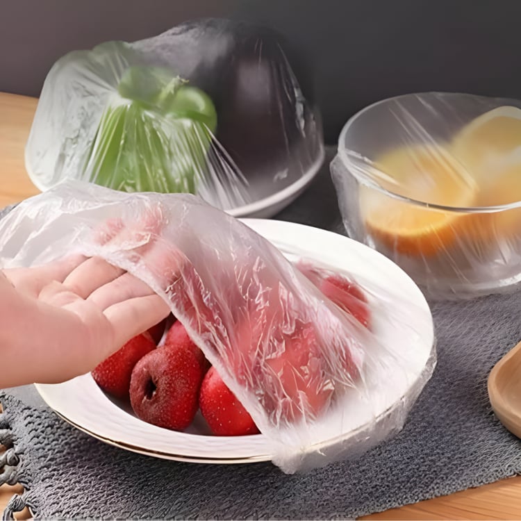 غطاء أوعية طعام بلاستيك 100 حبة لون أبيض – أغطية علب حفظ الطعام محكمة الإغلاق – مناسبة للتخزين والتغليف والاستخدام اليومي