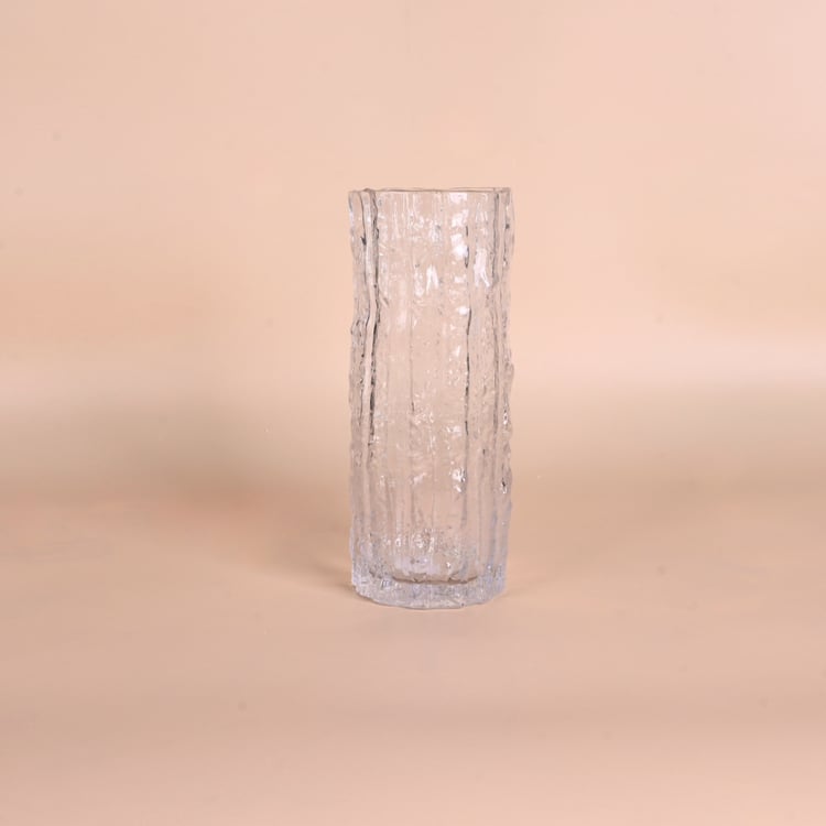 فازة زجاج شفاف مثلج 