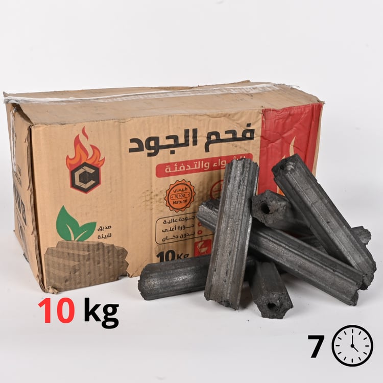 فحم الجود 10 كجم – فحم طبيعي بدون دخان يدوم 7 ساعات للتدفئة والشواء